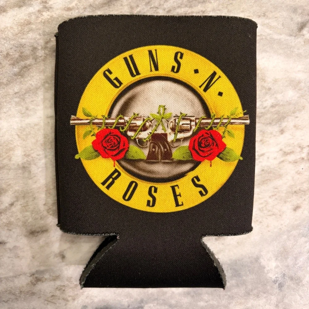 Guns N Roses Can Cooler Koozie Black Bullet Logo Was Here Rock Band Beverage Hol